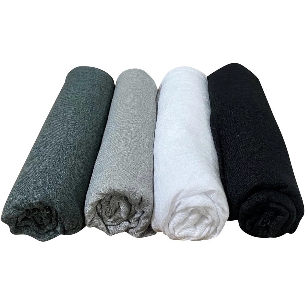 Manshu 4PCS Women's Soft Cotton Hemp Shawl & Wrap Set–Long Scarves, Head Scarves - Picture 2 of 5
